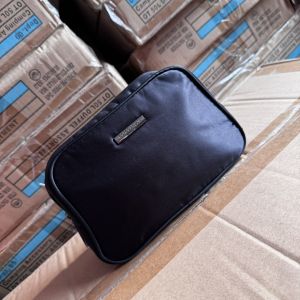 Portable GA Original Single Black Zipper Storage Bag Simple Pure Color Clutch Cosmetic Bag Toiletry Bag Handheld Design