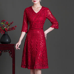 Wedding Mom Dress Wedding Dress Plus Size Classy Mothers Wedding Dress Costume Young Noble Dress Autumn Dress