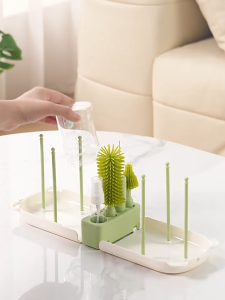 6 in 1 Baby Bottle Brush Set with Drying Racks and Storage Box  Travel Friendly Portable Cleaning Kit for Bottles and Nipples