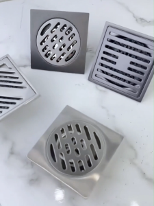 ONOJ 4x4 Inch Stainless Steel Square Shower Drain with Odor-Proof Seal and Removable Strainer