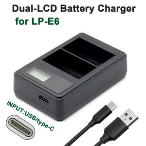 LP-E6 LCD Dual Battery Charger For Canon LP-E6N LP-E6NH EOS R5 R6 R7 R5C 5D Mark IV III II 6D 7D 80D 90D Camera