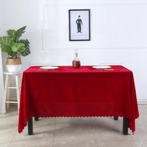 Red Velvet Fabric Simple Conference Tablecloth