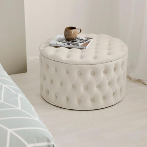 Northern Europe Sofa Footstool Living Room Bedroom Footstool Footrest Net Pink Fabric Storage Stool round Sofa Stool