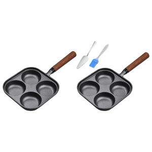 4-Cup Cast Iron Egg Frying Pan with Handle Omelette Pan Fried Egg Pan Crepe Pan for Breakfast Fried Egg Pancakes Steaks