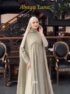 Luna Abaya Gamis Payet Mutiara Terbaru Bahan Ceruty Baby Doll Outfit Kekinian Wanita Muslim 2025