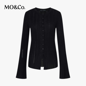 MO&Co. | Round Neck Slim Fit Flared Sleeves Cardigan