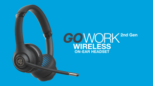 JLab GO Work Wireless Gen 2 Wireless On-Ear Headphones Multipoint Noise Cancelling Mic Quick Mute USB-C Dongle Headset