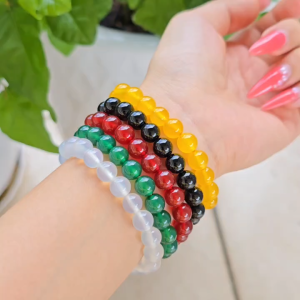Q2026 Vòng Ngọc Agate đủ màu: trắng đen xanh dương xanh lá đỏ vàng 8li - Phong Thuỷ TUDO