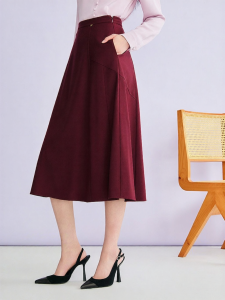 Elegant Commuter Irregular A-line Skirt Merino Wool Blend