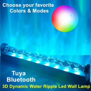 Angelila Bluetooth 3D Dynamic Water Ripple Led Wall Lamp Flame LED Water Pattern Light Indoor Dynamic Aurora Atmosphere Light Living Room Bar KTV Atmosphere Lighting