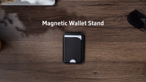 Neva Series Magnetic Premium Leather RFID Wallet Case Kick Stand - Hold Up 3-5 Cards Mag Safe Compatible Black Blue Red Card Slot Travel Strong Quick Release iPhone Accessories Adjustable Blocking Pocket Strong Skin Friendly