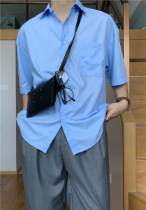 Áo Sơ Mi Nam Tay Ngắn Phong Cách Hàn Quốc Mùa Hè Thường Ngày Rộng Rãi Dáng Đơn Giản Tay Năm Điểm Thời Trang Công Sở Mùa Hè