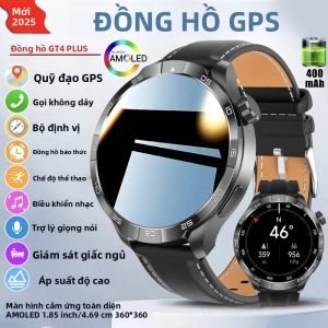 Đồng Hồ Thông Minh Thể Thao GPS GT4 Plus Dành Cho Nam Màn Hình AMOLED 1.85 Inch Chống Nước IP68 NFC La Bàn Đo Độ Cao Áp Suất Gọi Bluetooth - Mẫu Mới 2025