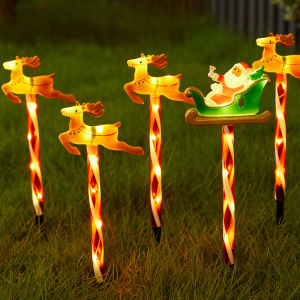 5pcs Solar LED Christmas Lights Santa Reindeer Pathway Lights for Outdoor Patio Garden Lawn Decor Holiday Lights Waterproof