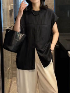 BINKAFENNY | Slimming Plus Size Black Round Neck Short Sleeve T-Shirt Women Summer Unique Loose Split Top Comfortable Breathable Korean Style