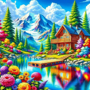 Huacan New Arrivals 2025 Diamond Painting Mountain House River Diamond Mosaic Landscape Complete Kit Craft kit