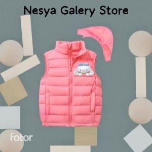 Rompi Quilt Anak Pria/Wanita Kombinasi Berkarakter Bergambar CINNAMORROLL Atasan Hoodie Tropic Windblock Tebal Casual Sweater