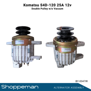 KOMATSU S4D-120 ALTERNATOR ASSEMBLY DOUBLE PULLEY WITHOUT VACUUM 25A 12V BY-0347IR