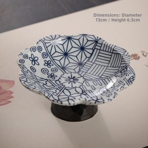 Retro Chinese Style Ceramic High Footed Plate Small Size Nuts Snacks Tea Dishes Fine Pastries Fruit Tray Dish Home Dining