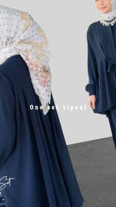 TIPANI Setelan Celana Kulot & Atasan Tangan Panjang Wanita Terbaru Crinkle SIZE S M L XL XXL XXXL