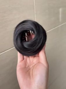 Female New Wig Straight Hair Bun Flower Bud Head Bun Hair Tool Fluffy Wig Hair Bun Firm with Comb To Prevent Falling Off