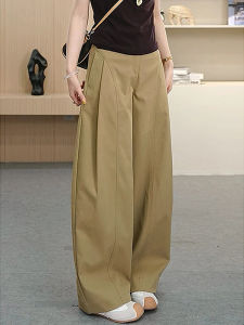 French Style Spring Fashion High Waist Pants with Side Pleats