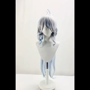 100cm Focalors Cosplay Wig Furina Wig 100cm Silver White Blue Gradient Hair Anime Heat Resistant Synthetic Wigs