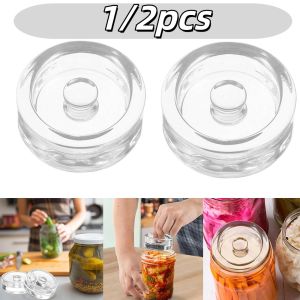 1/2pcs Glass Weights With Handles Mason Jar Fermented Glass Heavy Stone Suitable For Fermenting Kimchi Beer Home Kitchen Gadgets