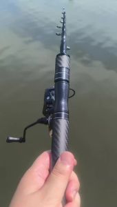 DEUKIO | DEUKIO Black Mini Shrink 33cm Portable Lure Spinning Rod Short Section Medium Power Rod Telescopic Carbon Ultralight Fishing Rod