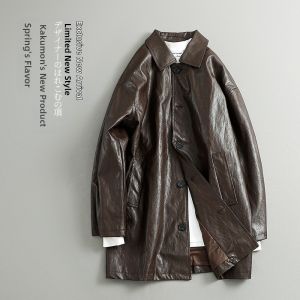 GONGNU | Quality Selected Japanese Retro PU Leather Coat