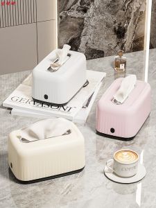 Spring Loaded Automatic Draw Style Tissue Box for Home Living Room Car Universal Use Rectangular Shape Storage Organizer