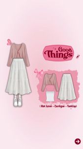 3in1 One Set Korean Style (Cardigan Wanita Rok Susun Basic Tanktop Polos Premium) - KA057