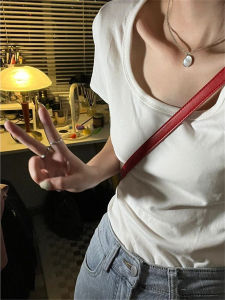 Áo Thun Nữ Tay Ngắn Cổ Vuông Ôm Vừa Vặn Mùa Hè Thiết Kế Mới Tinh Tế Áo Lót Thời Trang Cotton Pha Trộn Thường Ngày