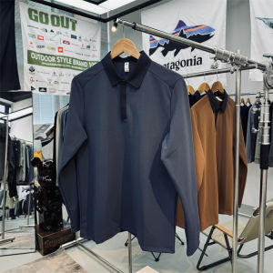 South Korea Fabric! Golf Series Classy Outdoor Sports Quick-Drying Breathable Heattech Single-Layer Fleece-Lined Long Sleeves Polo Shirt