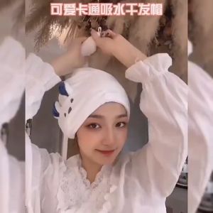 Khăn Quấn Khô Tóc Siêu Tốc Khăn Lau Tóc Ủ Tóc Tai Mèo Cute Hàng Cao Cấp