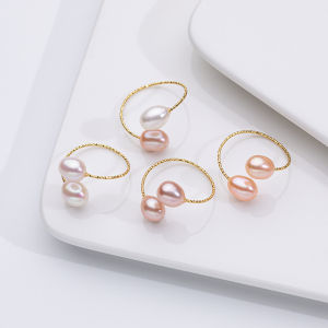 6mm Freshwater Pearl Ring For Women Pink Rice Shape Pearl Jewelry Gift Box Packaging New In