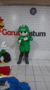 Kostum Maskot Badut Karakter Perusahaan Grab Setelan Lucu Karnaval