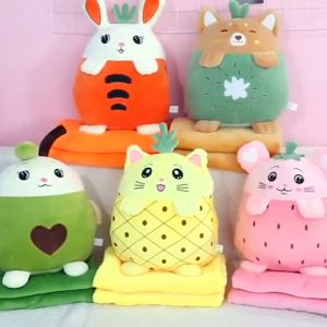 [Nhập RS0822 giảm 30k cho đơn 99k]Bộ Chăn Gối Văn Phòng Họa Tiết Hình Thú / Hoa Quả Biểu Cảm Dành Cho Dân Văn Phòng - Cho Các Bé Đi Học