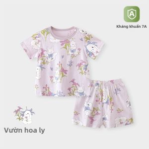 TONGLIANCHUXIN | Quần Áo Bé Gái Mỏng Cotton Tay Ngắn Cho Mùa Hè