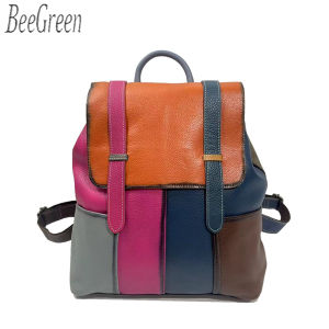 BeeGreen กระเป๋าเป้เดินทางสำหรับผู้หญิงกระเป๋ากระเป๋าเป้เดินทางความจุขนาดใหญ่กระเป๋าสะพายหลังหนังแท้เดินทางแล็ปท็อปแฟชั่นหลากสี