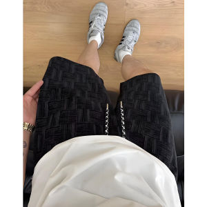 ZHUOCAN | Summer Lightweight Plaid Tye-dye Ice Silk Five-point Shorts