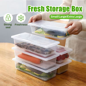 Freezer Food Storage Box Kitchen Rectangle Refrigerator Fridge Organizer Drain Stackable Container Bekas Peti Sejuk 沥水保鲜冰箱冷冻收纳盒