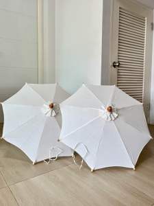 ร่มผ้าดิบ สีขาวล้วน ขนาดรัศมี 17 นิ้ว