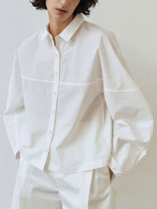 Thick Pure Cotton White Long Sleeve Loose Shirt