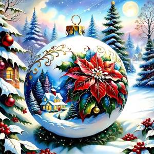 HUACAN Diamond Painting Christmas Landscape Full Round Drill Decoration For Home Diamond Mosaic Winter Rhinestones Pictures