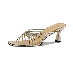 JESSICA SOPHIA | Breathable Cross Strap Silver Square Toe Heeled Sandals