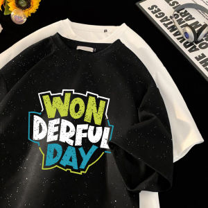 Retro Japanese Style Mens Short Sleeve T-Shirt Pure Cotton Loose Fit Summer New Trend Brand Heavyweight Star Print Casual Top