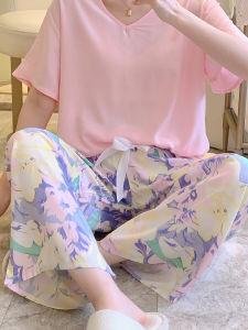 Loose Pants Trousers Womens Summer Thin Mosquito Repelling Pants Cotton Pajama Pants Home Pants Sweet for Outer Wear Home Bourette Pants