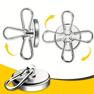 4pcs/8pcs Magnetic Hook Heavy Duty Neodymium Magnetic Hooks with Rotatehiking Buckle Hooks Suitable Indoor and Outdoor Hanging