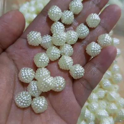10mm 12mm Diamond Pearl Pave Beige Color Beads 20pcs per pack